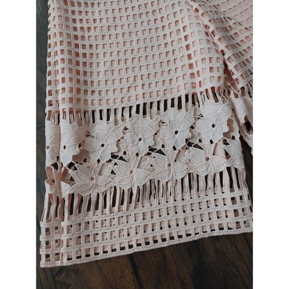 Endless Rose Zoe Peach Crochet Lace Cropped Pants Women's Sz M - Picture 3 of 12